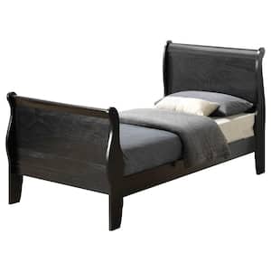 Louis Philippe Black Twin Sleigh Bed with Headboard and Footboard