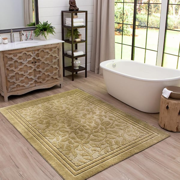 Wellington 5 ft. x 7 ft. Nylon Machine Washable Bath Mat in Deep Sand
