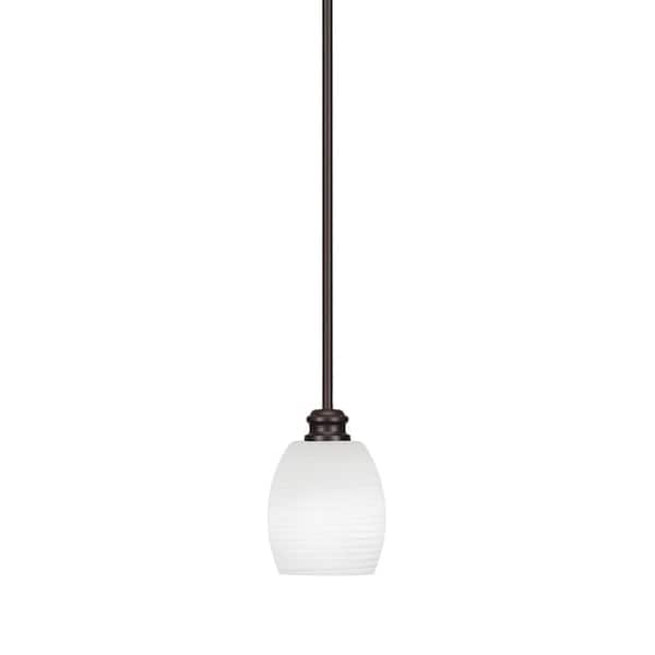 Unbranded Albany 60-Watt 1-Light Espresso Shaded Pendant Light with White Linen Glass Shade, No Bulbs Included
