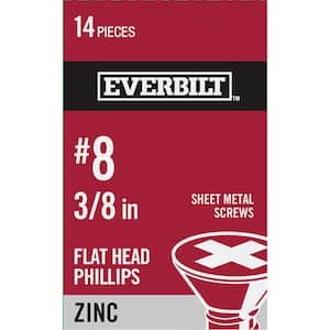 #8 x 3/8 in. Zinc Plated Phillips Flat Head Sheet Metal Screw (14-Pack)