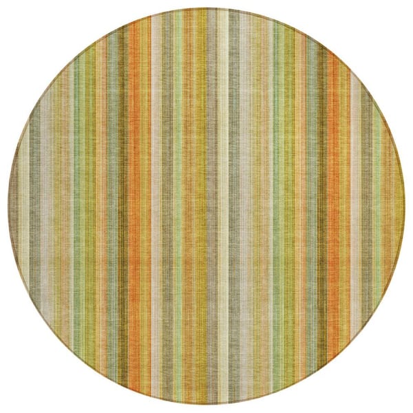Chantille ACN543 Khaki 8 ft. x 8 ft. Round Machine Washable Indoor/Outdoor Geometric Area Rug