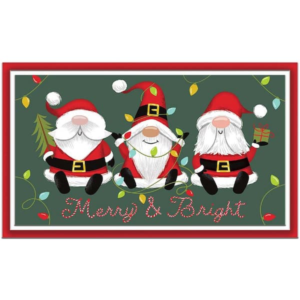 Home Accents Holiday Santa Gnomes Supreme Entry 18 in. x 30 in. Holiday Doormat