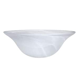 5-1/2 in. H x 15-1/2 in. Dia/Etched Alabaster Glass Shade For Torchiere Lamp, Swag Lamp and Pendant.