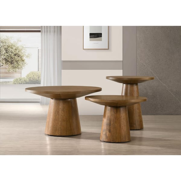 Terra 22 in. W Walnut Round Wood End Table