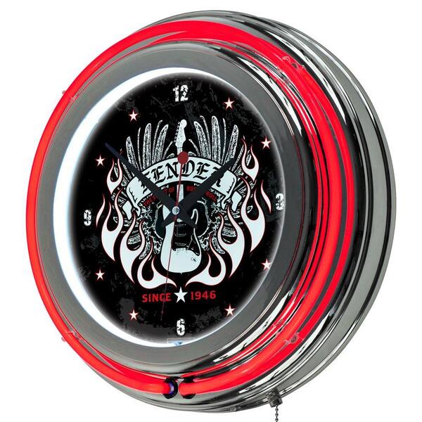 Trademark 14 in. Fender Spirit of Rock and Roll Double Ring Neon Wall Clock