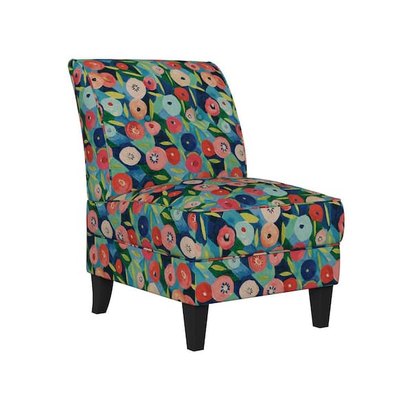 Handy Living Shumer Modern Vibrant Poppy Floral Print Slipper Chair
