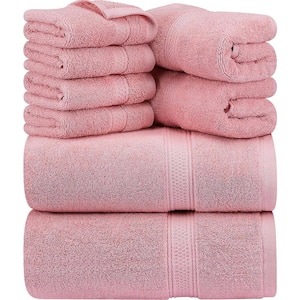 8-Piece Premium Towel with 2 Bath Towels,2 Hand Towels and 4 Wash Cloths,600 GSM 100% Cotton Highly Absorbent,Dusty Pink