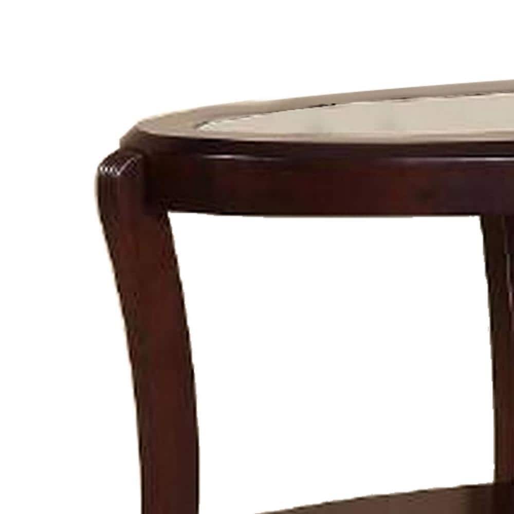 Lyn 51" Brown Wood Console Table with Glass Top and Storage Shelf
