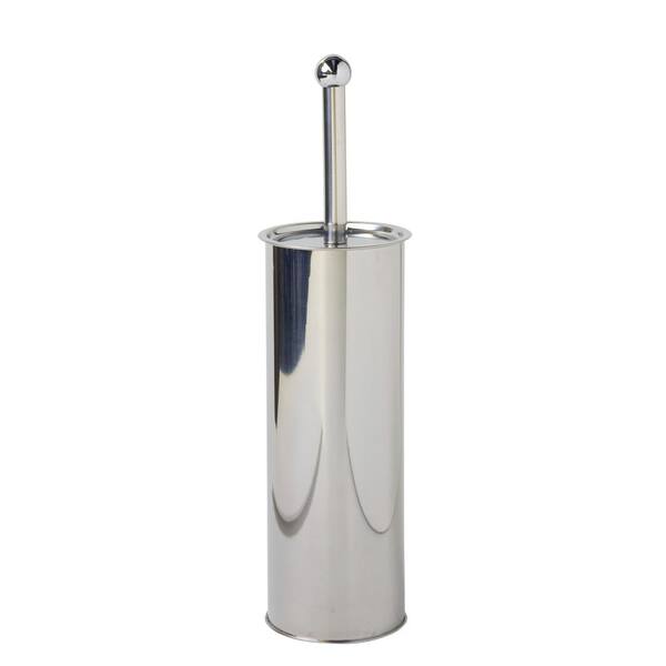 Home Basics Polished Stainless Steel Toilet Brush Holder with Brush