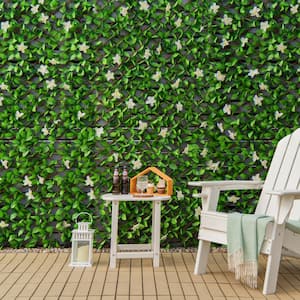 Expandable 3.3 ft. x 6.5 ft. Artificial Fence Privacy Screen Faux Ivy Panel with White Flower 1 Pack