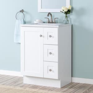 Bannister 25 in. W x 19 in. D x 35 in. H Single Sink Freestanding Bath Vanity in White with White Cultured Marble Top