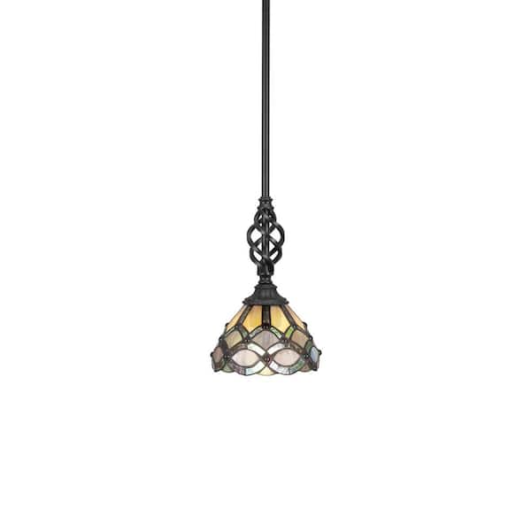 Unbranded Bridgewater 100 W 1-Light Matte Black Standard Mini Pendant Light with Glass Shade