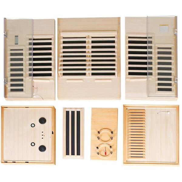 Aoibox - 2-Person Occupancy Indoor Hemlock Wood Far Infrared Double Glass Family Sauna Room with Dual Audio Bluetooth, Graphene