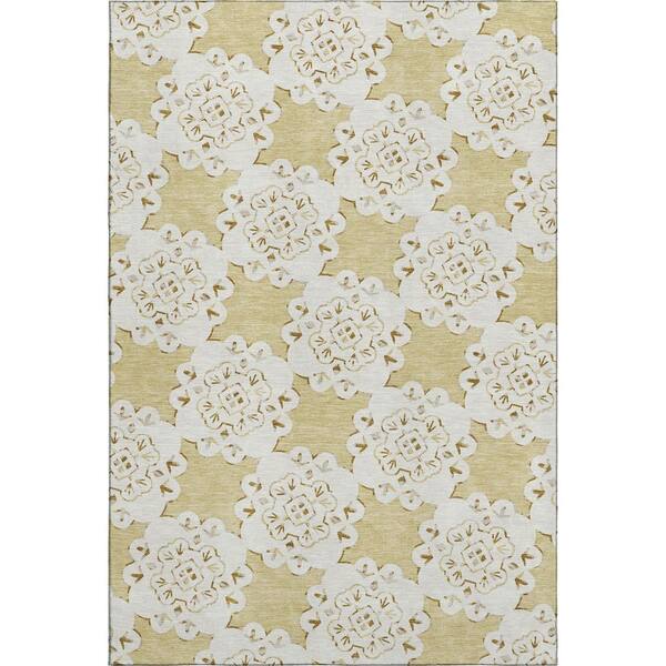 Mayfield Premium Machine Washable Abstract AMF2352 Wheat 5 ft. x 7 ft. 6 in. Area Rug