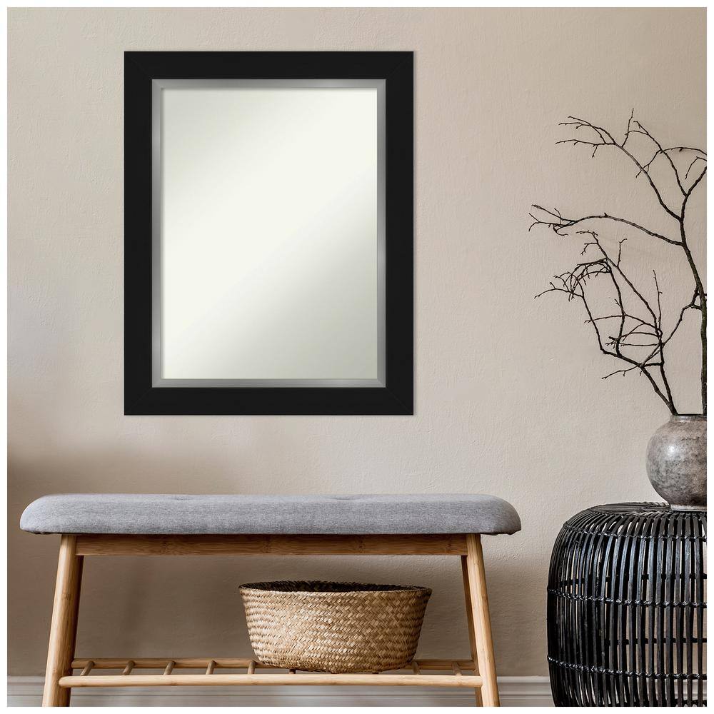 Eva Black Silver Rectangular Bathroom Vanity Wall Mirror - 36" x 30.34"