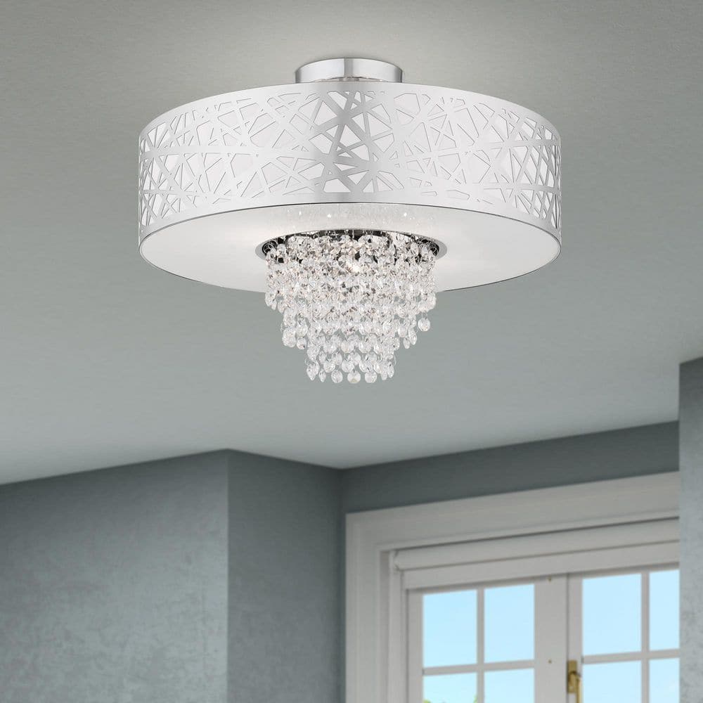Allendale 4-Light Polished Chrome Crystal Semi-Flush Mount