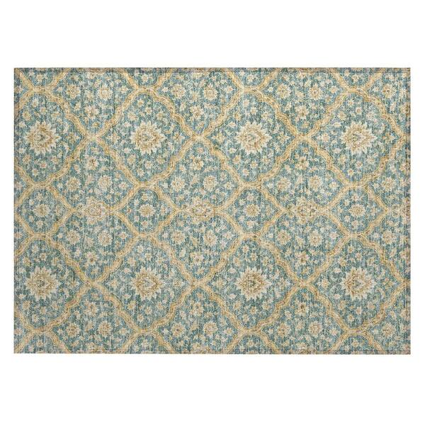 Chantille Machine Washable Indoor/Outdoor Abstract ACN3139 Teal 2 ft. x 3 ft. Accent Rug