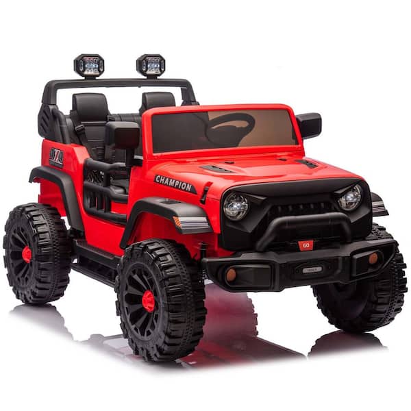 Zeus & Ruta 24-Volt Ride On Large Pickup Truck car for Kids, ride On 4WD Toys with Remote Control, Assist in Driving in Red