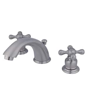Victorian 2-Handle 8 in. Widespread Bathroom Faucets with Plastic Pop-Up in Brushed Nickel