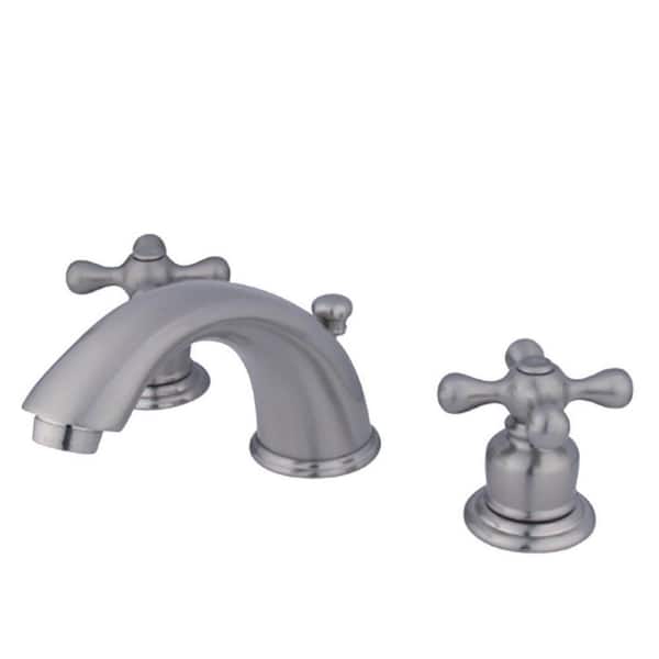 Kingston Brass Victorian 2-Handle 8 in. Widespread Bathroom Faucets with Plastic Pop-Up in Brushed Nickel