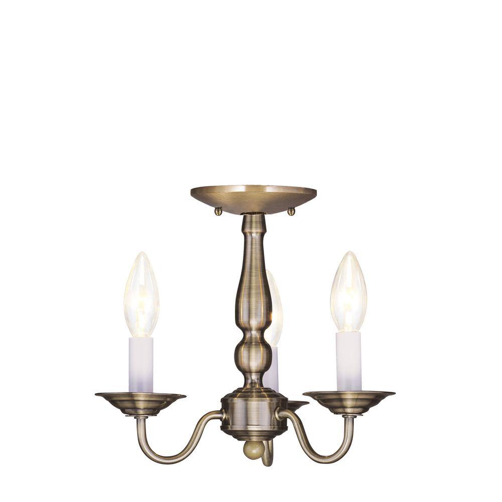 Elegant Antique Brass 3-Light Mini Chandelier with Candelabra Base