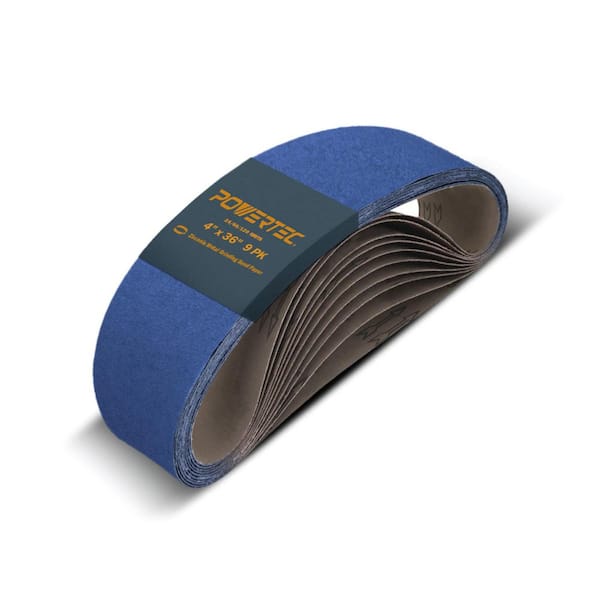 4 x 36 in. Sanding Belts, Zirconia, 3 Each of 24/60/120 Grits for Benchtop Belt and Disc Sander, Belt Sandpaper (9-Pack)