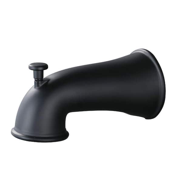 Bath Tub Spout with Slip Fit Connection and Pull-Up Diverter in Matte Black