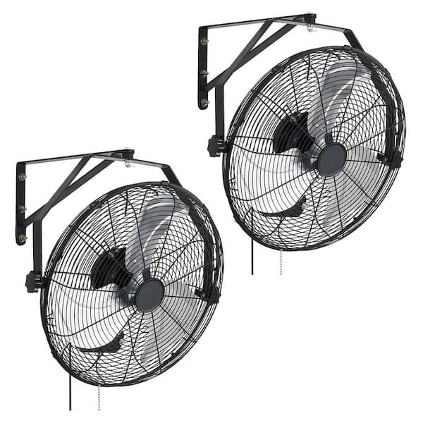 18 in. Wall-Mounted Fan, 3-Speed Settings, Adjustable Rotation, IP44-Rated Protection, Long Airflow Reach, Set of 2