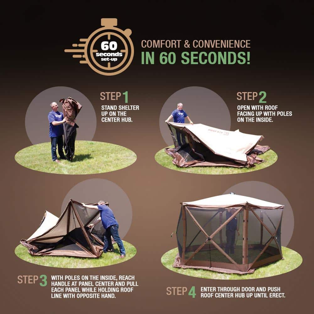 Quick-Set Green and Brown Portable Outdoor Camping Gazebo Shelter