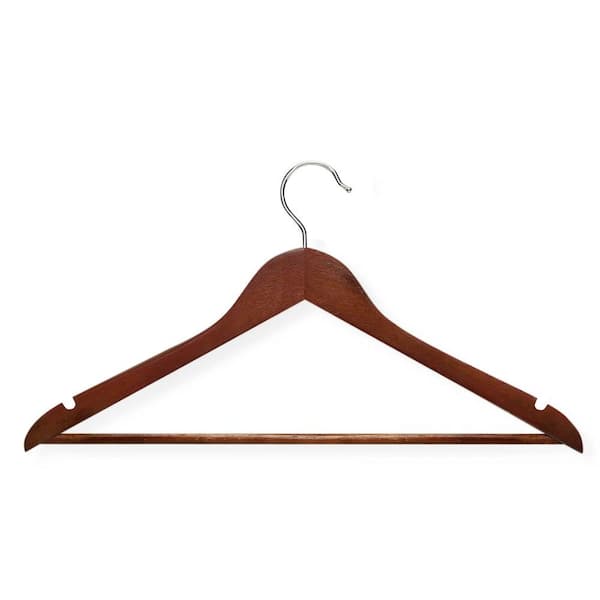 Contoured Wooden Coat Hanger (Natural/Chrome)