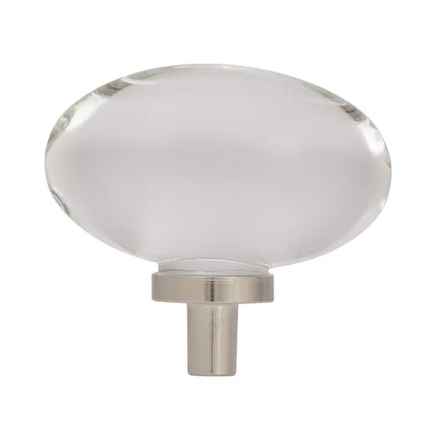 Glacio 1-3/4 in. (44mm) Modern Clear/Polished Nickel Oval Cabinet Knob