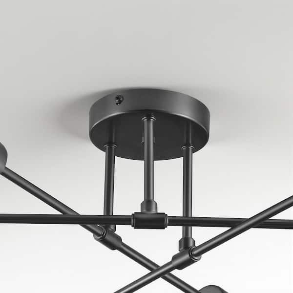 【M3153-81-55】スポットライト 6灯　電球付き　ブラック Merra 6-Light Black Adjustable Modern Sputnik Chandelier for