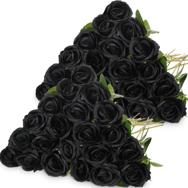 Unbranded 20 in. Black Outdoor Artificial Rose Flower for Decoration (Set of 40)