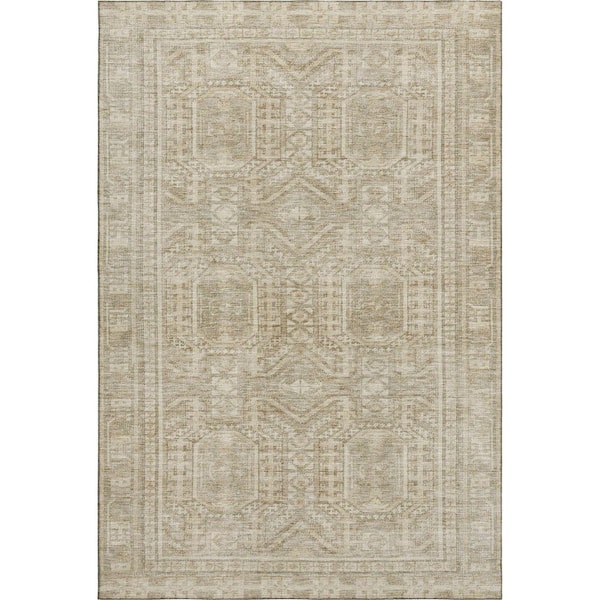 Mayfield Premium Machine Washable Abstract AMF1920 Beige 3 ft. x 4 ft. Area Rug