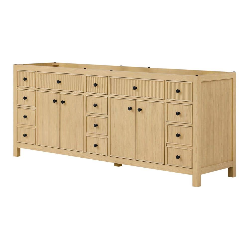 Rian 83 in. Freestanding Bath Vanity Cabinet without Top in Scandinavian Oak with Matte Black Trim