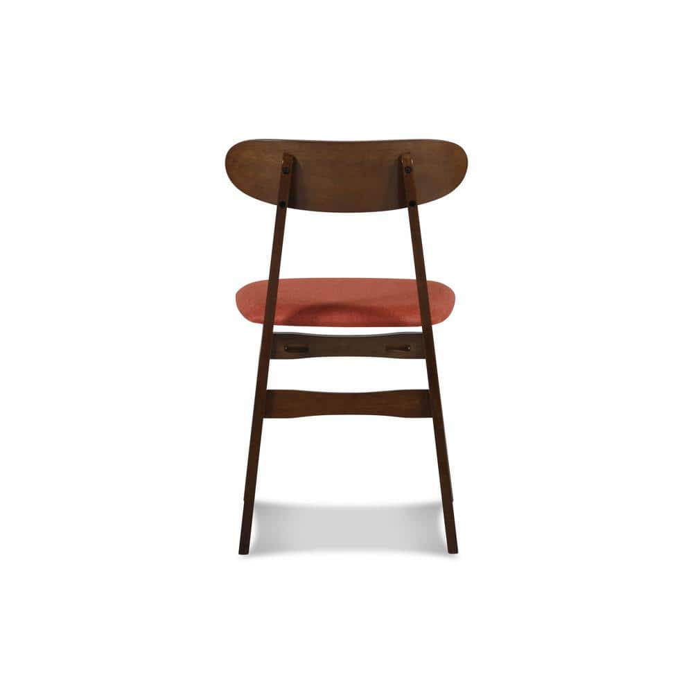 Morocco Walnut Wood Orange Upholstered Side Chair Set