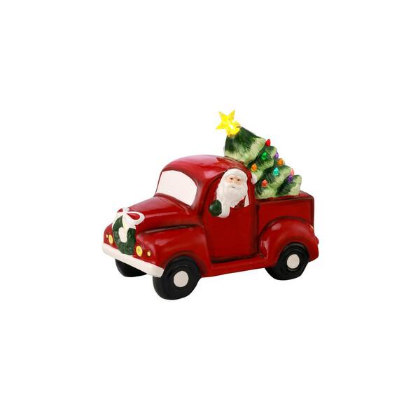 Mr. Christmas 8in Porcelain Santa Pickup in Green