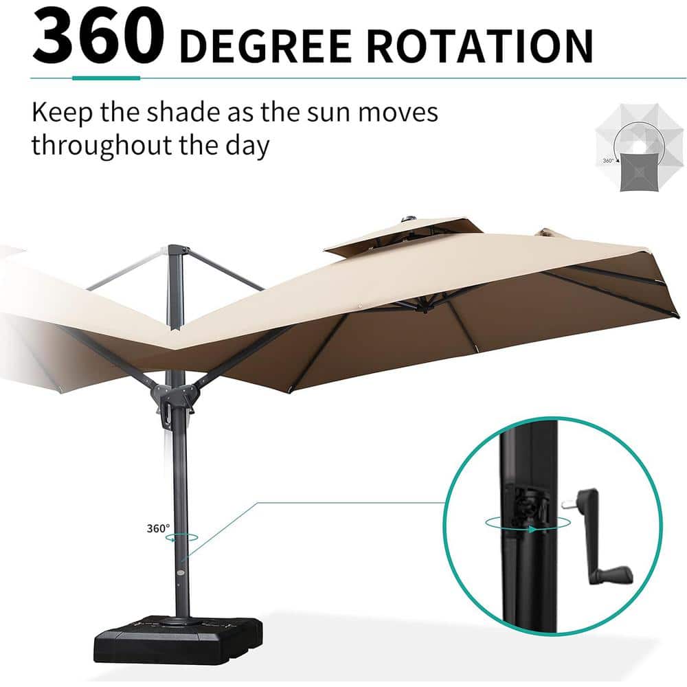 10 ft. Beige Aluminum Cantilever Patio Umbrella with 360° Rotation