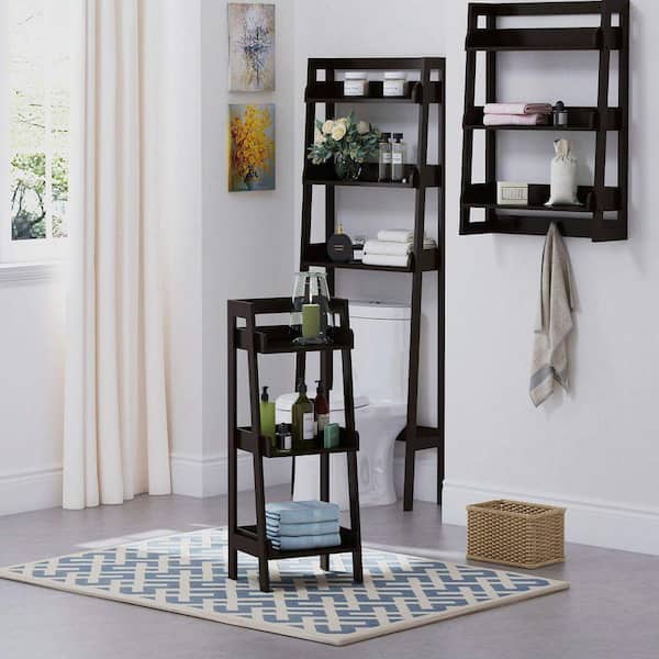 3-Tier Bathroom Ladder Shelf, Bathroom Floor Storage Shelf with