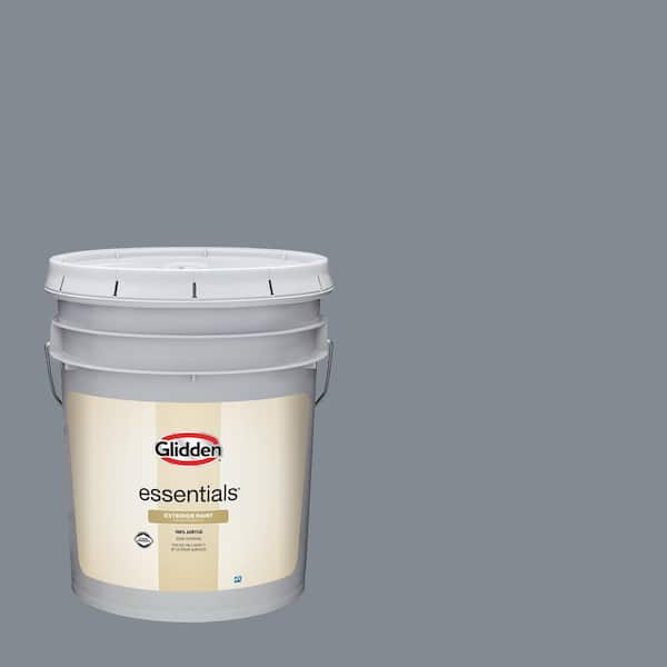 Glidden Essentials 5 gal. PPG0993-5 Superhero Gray Flat Exterior Paint