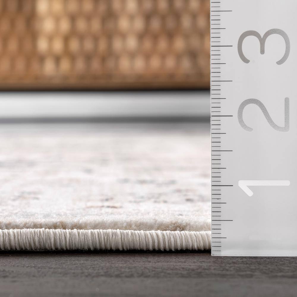 Beige Tufted Synthetic Medallion Runner Rug, 2'8" x 8'