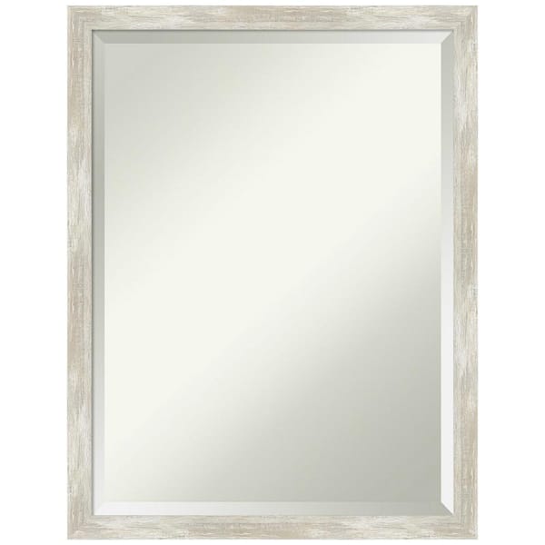 Amanti Art Crackled Metallic 20 in. x 26 in. Modern Rectangle Framed Silver Narrow Bathroom Vanity Mirror