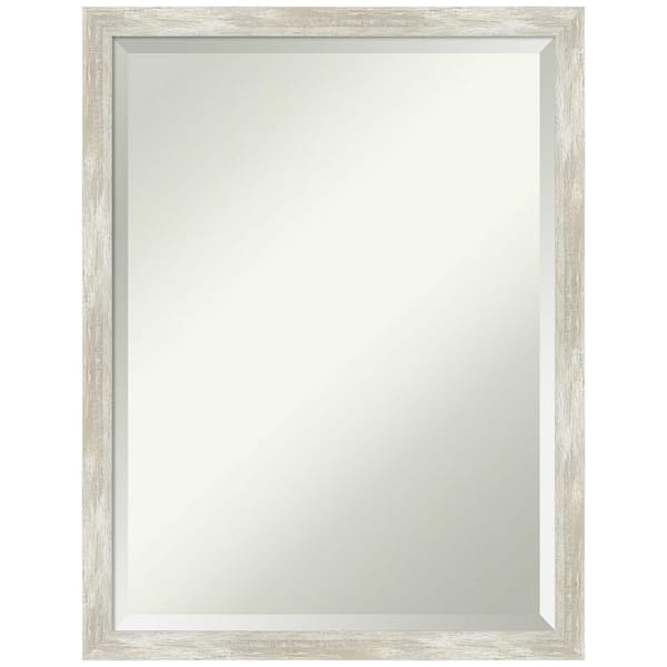 Crackled Metallic 20 in. x 26 in. Modern Rectangle Framed Silver Narrow Bathroom Vanity Mirror