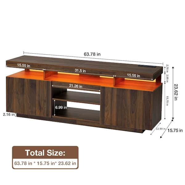 Hommpa 63.78 in. Modern Walnut TV Stand Fits TVs up to 70 in Hommpa 63.78 in. Modern Walnut TV Stand Fits TVs up to 70 in