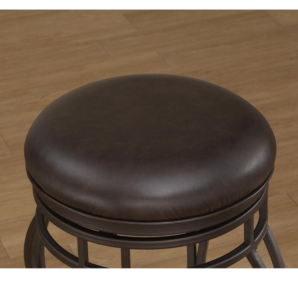 Gray Adjustable Swivel Saddle Style Wood and Metal Bar Stool