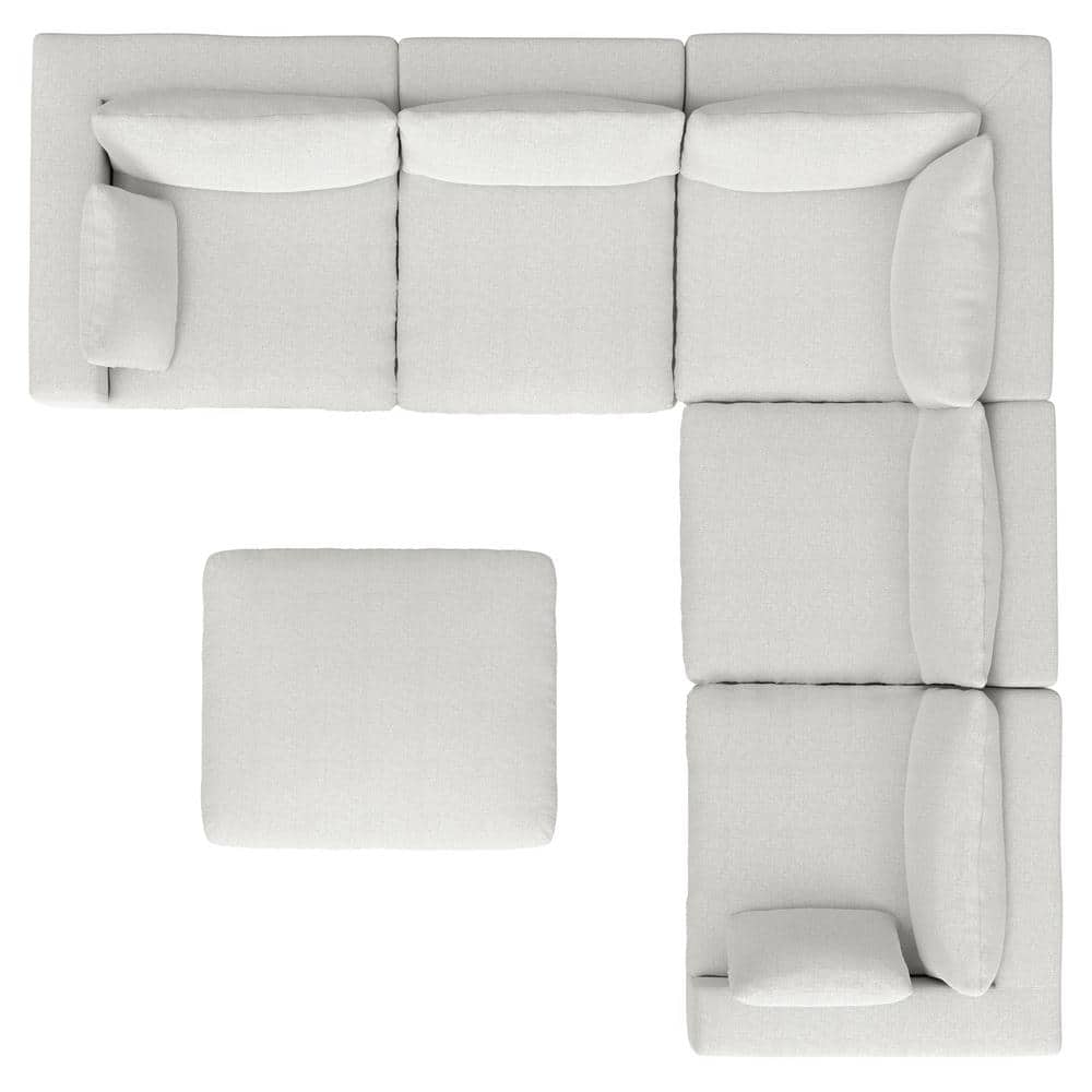 Jasmine Gray Fabric Modular Sofa and Ottoman Set