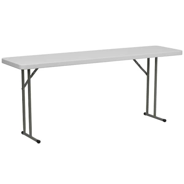 Carnegy Avenue Elon 72 in. Granite White Plastic Tabletop Metal Frame Folding Training Table