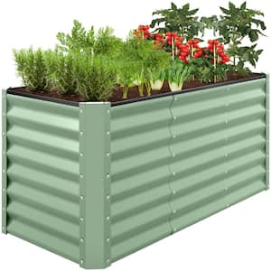 4 ft. x 2 ft. x 2 ft. Sage Green Rectangular Steel Raised Garden Bed Planter Box for Vegetables, Flowers, Herbs