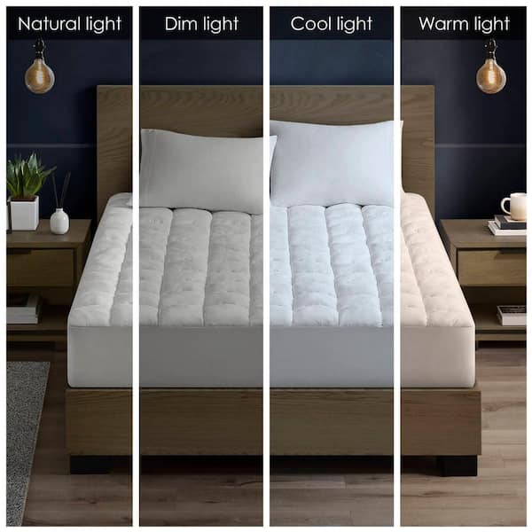 Dream Puff 15 in. Twin White Overfilled Down Alternative Mattress Pad