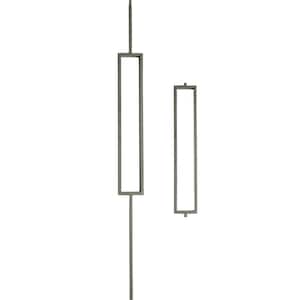 44 in. x 1/2 in. Ash Grey Large Rectangle with Square Base Hollow Wrought Iron Stair Baluster
